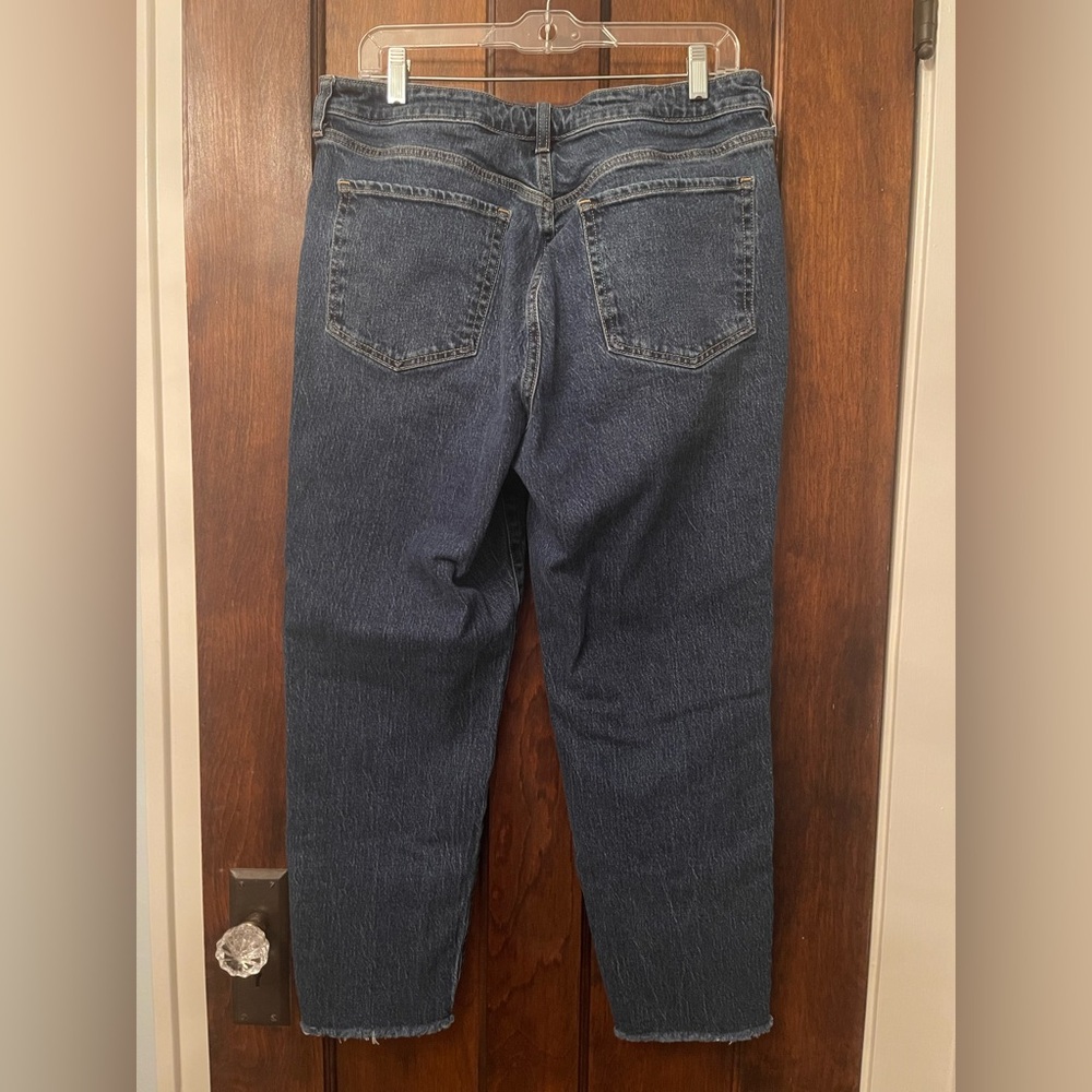 Old Navy Jeans High-Rise OG Straight Size 14 Regular Dark Wash Raw Hem - Picture 2 of 9